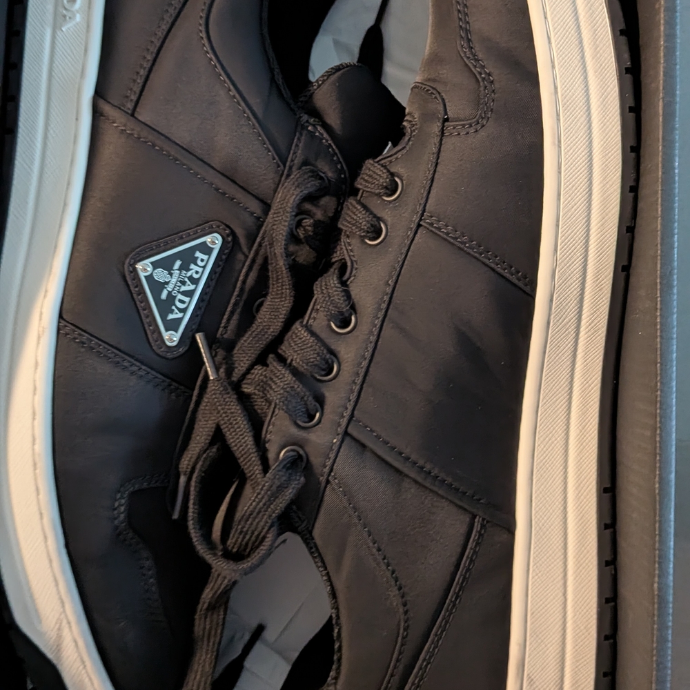 Prada Men's Black Sneakers with White Sole